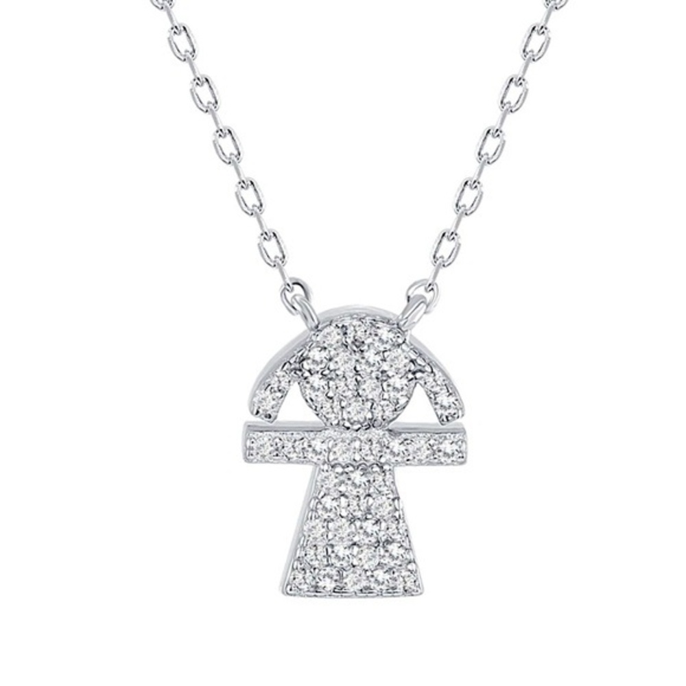 Silver 925 Rhodium Plated Cubic Zirconia girl Pendant